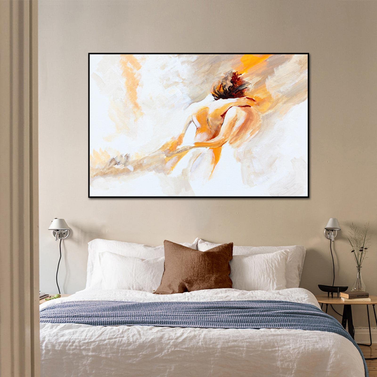 Amazon｜抽象的なカップルハグ一緒にキス キャンバス絵画