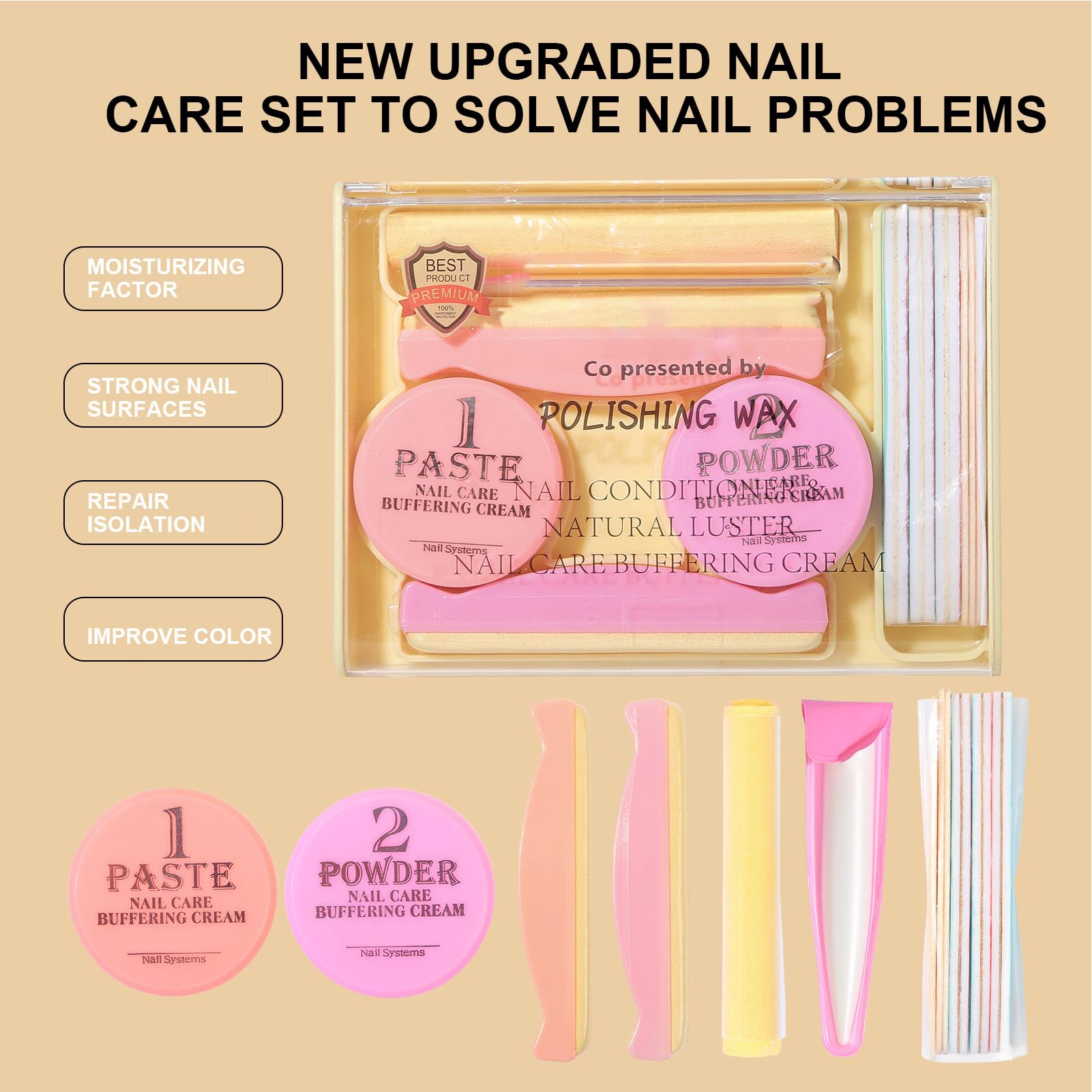 Kit Manucure Japonaise, Fichiers À Ongles Et Tampons, Ensemble D'outils De Soins Des Ongles Pour Les Traitements De Croissance De La Réparation, Adapté Aux Débutants Amateurs De Nail