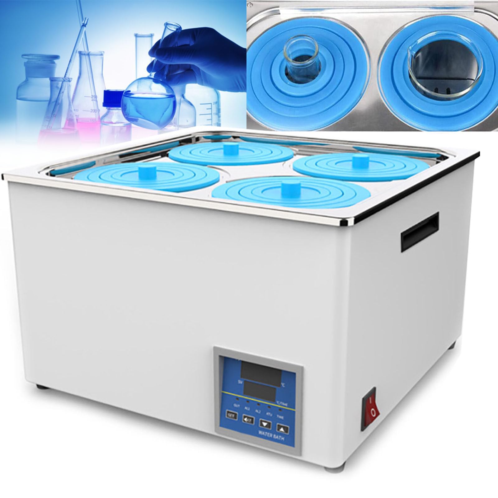 Bain-Marie De Laboratoire, Bain-Marie à Thermostat NuméRique, Bain-Marie Electrique à RéServoir IntéRieur en Acier Inoxydable, RT à 100 °C, Anti-BrûLure à Sec | Capacité 12L | 800W