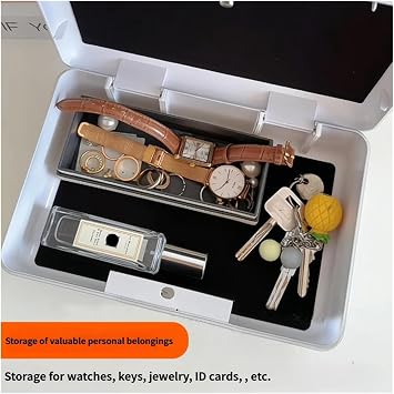 Small Safe, Fingerprint Password Storage Box Desktop Jewelry Box Lipstick Manicure Adult Privacy Goods Storage Box with Lock(Silver)