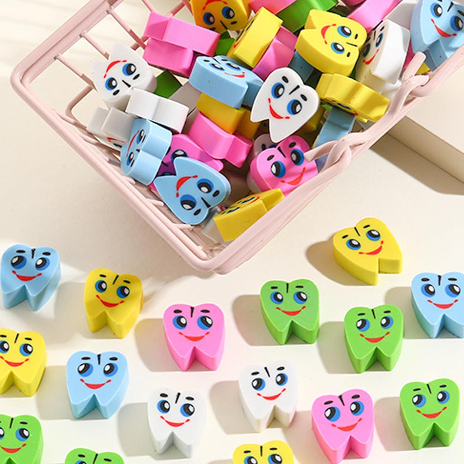 Kaemi 50 Mini Cute Teeth Erasers - Bulk Classroom Prizes & Fun Toys for Kids 8-12 image 5