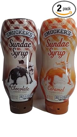 Smucker's Sundae Syrup Chocolate & Caramel Flavored Toppings, 20 oz, (Pack of 2)