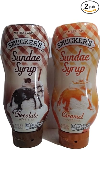 Smucker's Sundae Syrup Chocolate & Caramel Flavored Toppings, 20 oz, (Pack of 2)