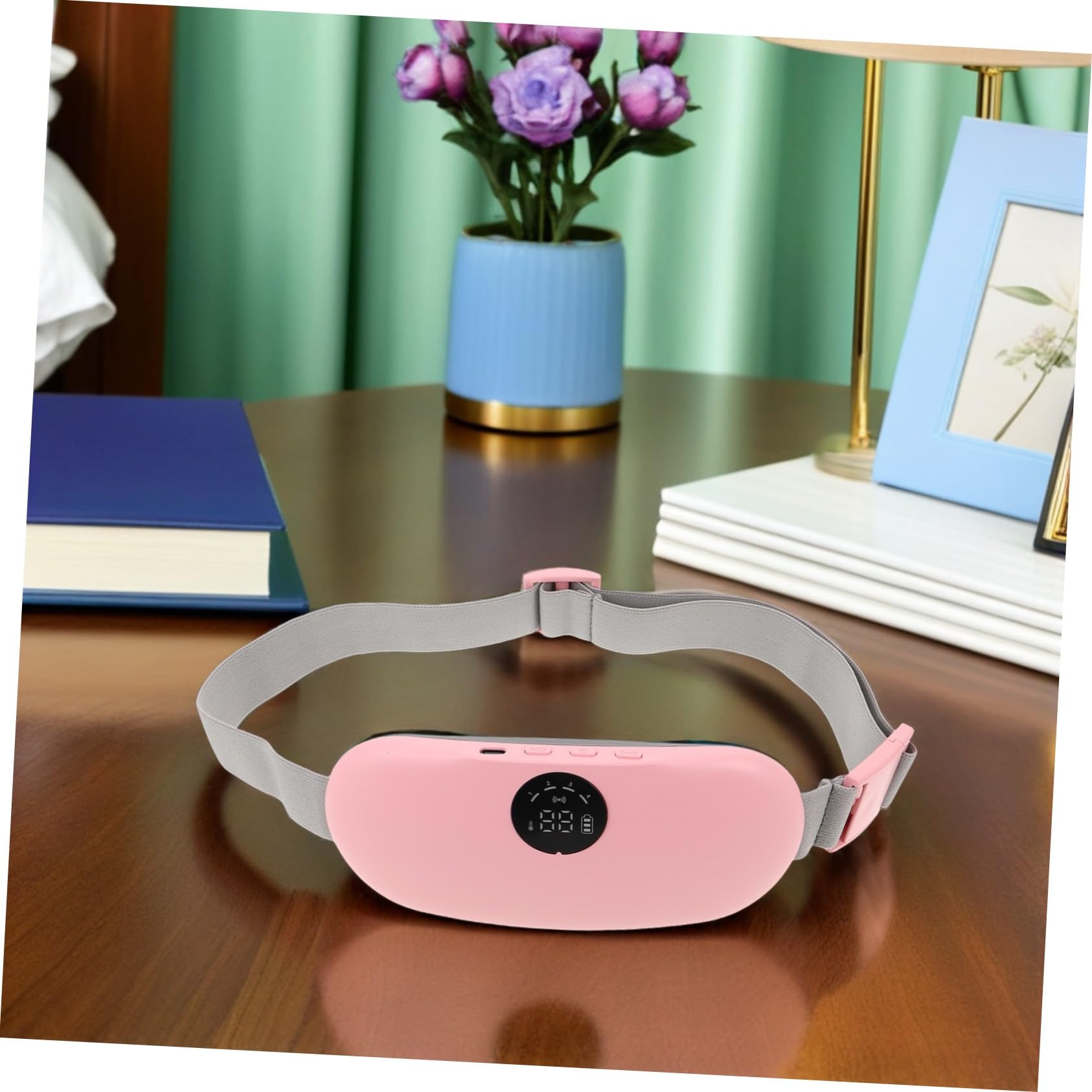 minkissy Cinturón Térmico Portátil con Masaje y Calor Rápido para Aliviar Dolores Menstruales, Diseño Ligero y Silicona para Uso Relajante en Casa