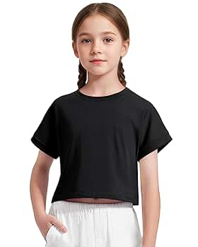 Amazon.com: NUMYEAN Girls Crop Tops Short Sleeve T-Shirts