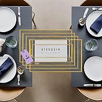 Vista 3 de Bandeja de Servir de Plástico Transparente (Paquete de 4) Bandejas y Platos Desechables Transparentes con Borde Dorado para Servir Alimentos