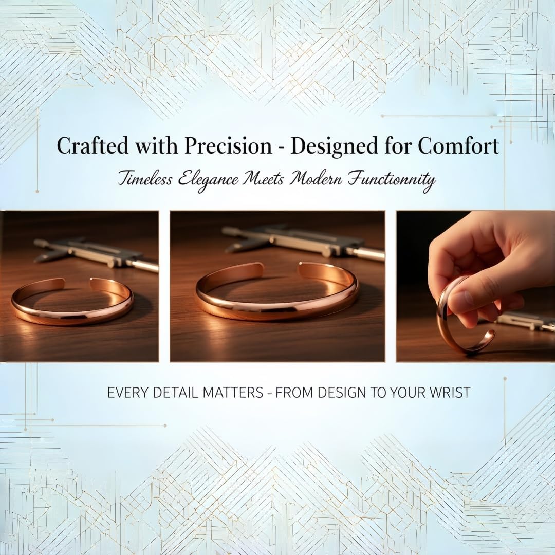 Copper Bracelet for Women — 99.99% Pure Copper Bracelets — Raw, Solid & Handmade Bracelet Cuff Bangles Open Cuff Style