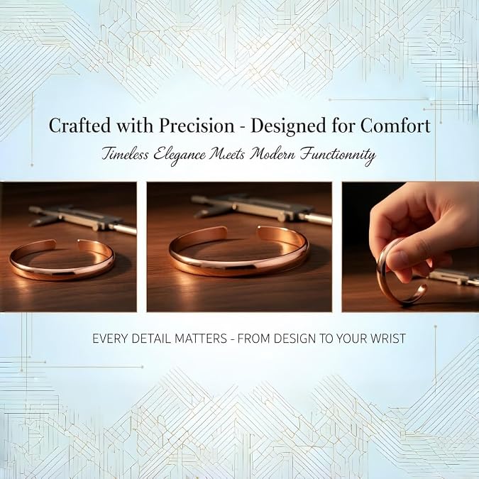 Copper Bracelet for Women 99.99% Pure Copper Bracelets Raw, Solid & Handmade Bracelet Cuff Bangles Open Cuff Style