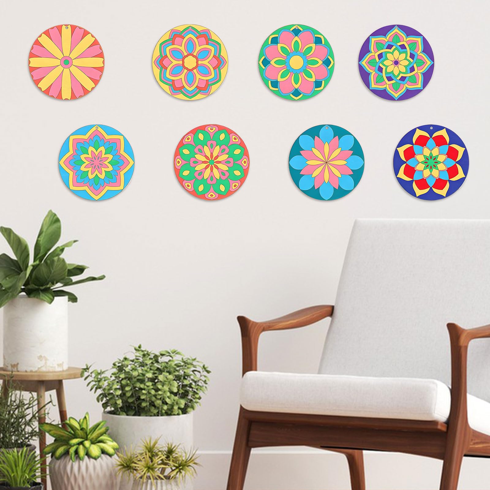 Ensemble de peinture mandala en bois, 40 pièces de découpes en bois brut à peindre, mandala, ornement mandala en bois pour adulte, pour se détendre, peinture, loisirs créatifs, décoration
