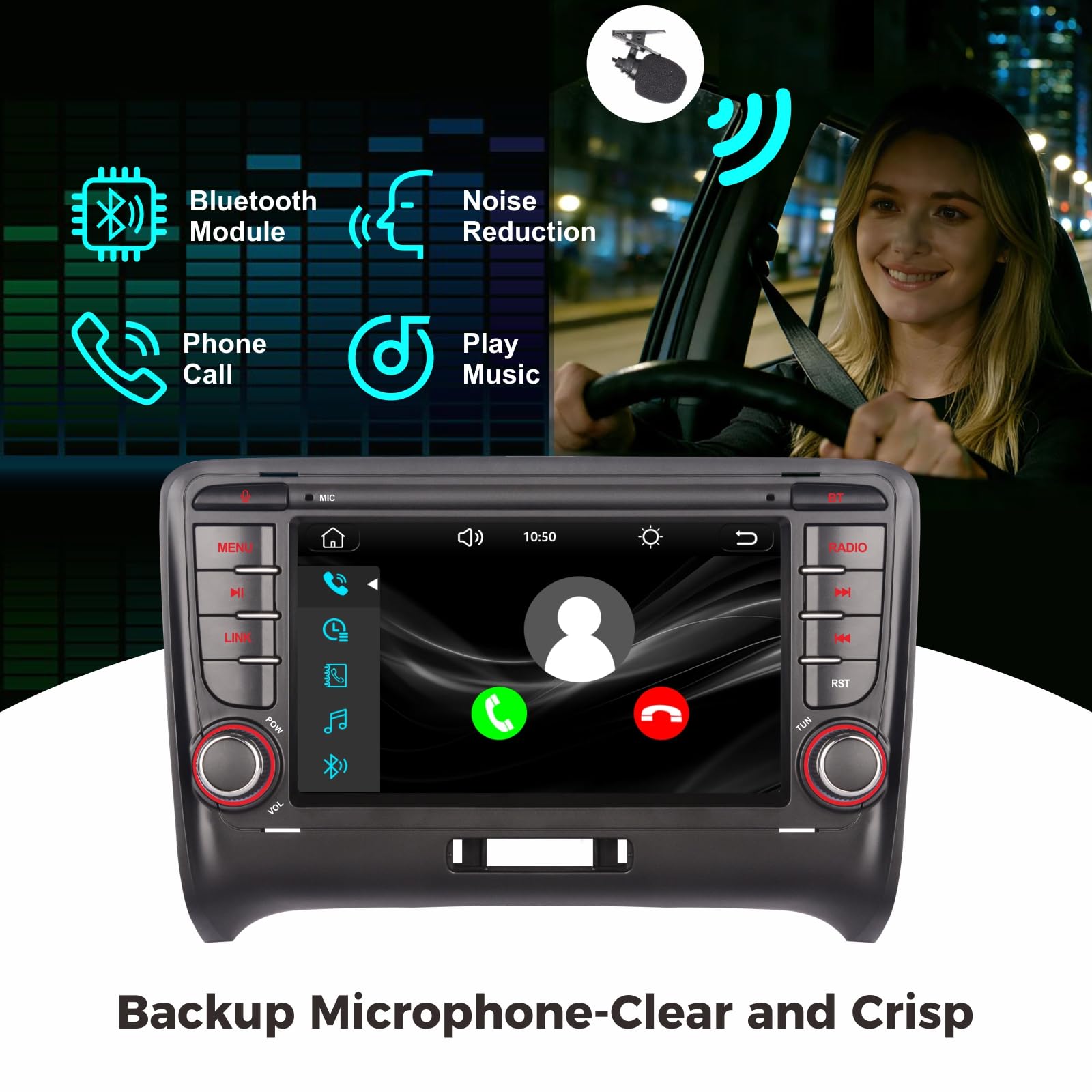 Autoradio RYUIXPUL per Audi TT MK2 8J 2006-2014 con Wireless CarPlay e Android Auto, sistema Linux 2S avvio rapido, qualità audio OEM, touchscreen IPS, Bluetooth, radio RDS, comandi al volante