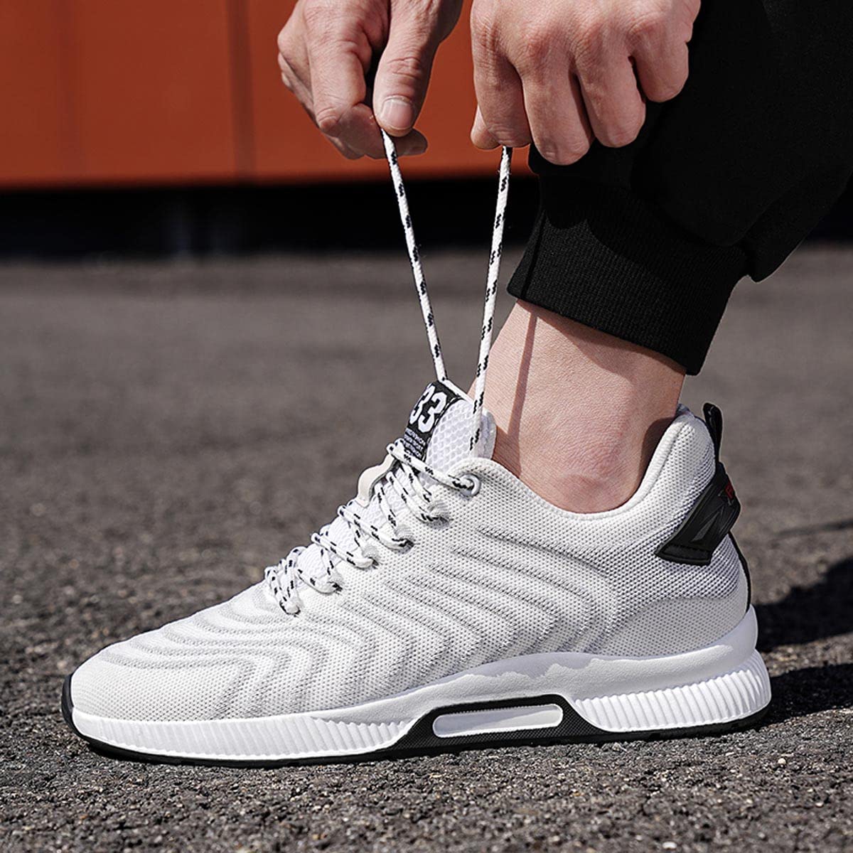 YUKTOPA Zapatos de ascensor para hombre, zapatos de elevador, zapatillas informales de malla para hombre, ligeras, transpirables, con cordones, con tacón de elevación oculto, para hombre, 6 cm