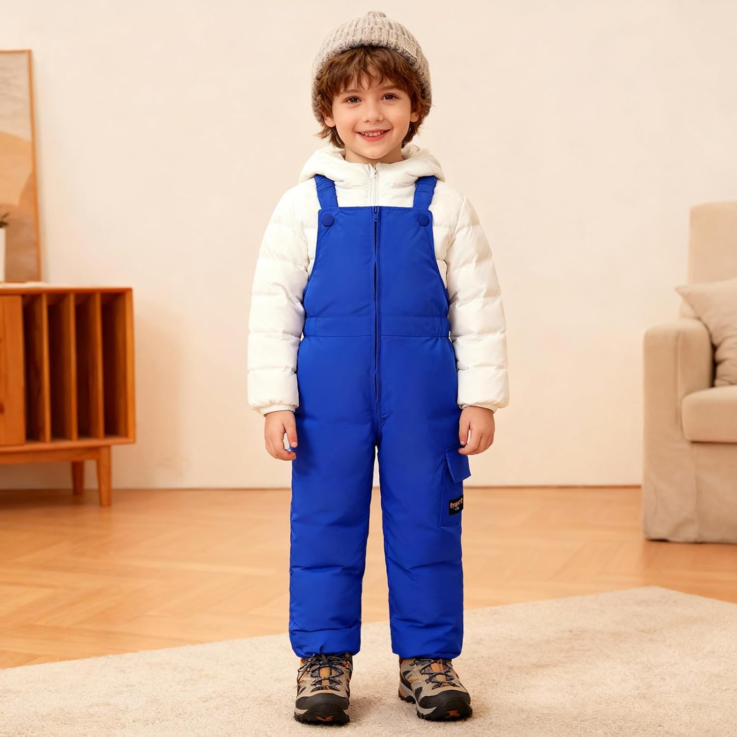 Weixinbuy Toddler Snow Pants Baby Boy Girl Winter Clothes Down Puffer Coat Waterproof Warm Snow Ski Bib Overalls Snowsuit - Image 2