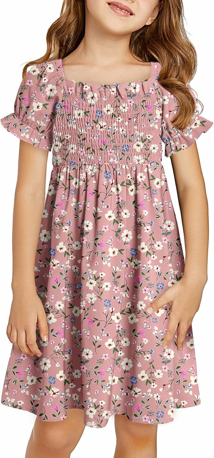 blibean Girls Summer Dress Tween Floral Boho Dresses Size 4-13 Years