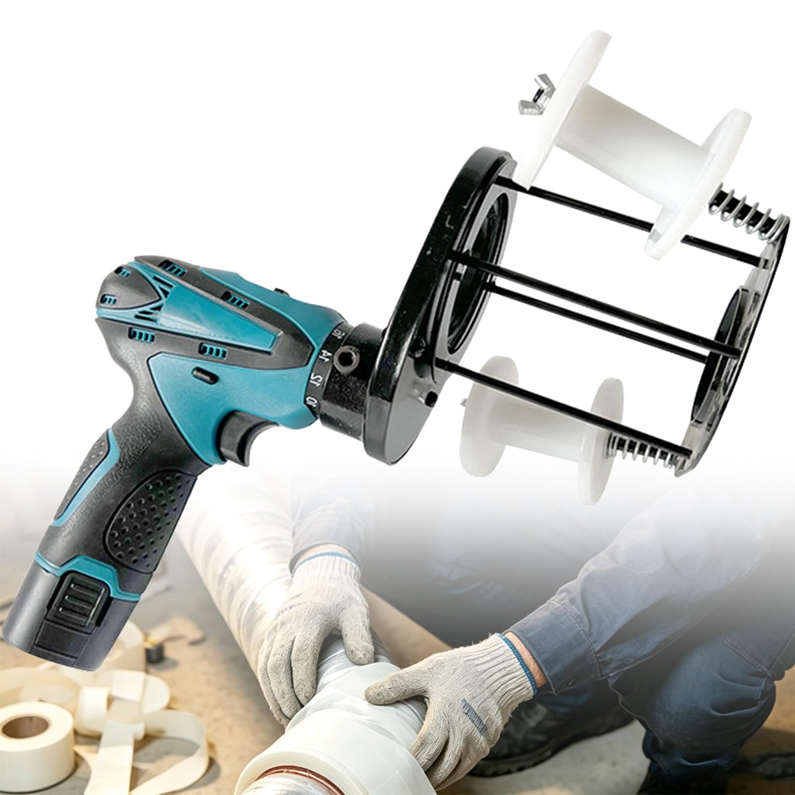 BITYCOW Portable AC Pipe Tape Wrapping Machine, 12V Cordless Tubing Winder, 7cm Max Diameter for Hydraulic Lines & Residential Copper Pipes