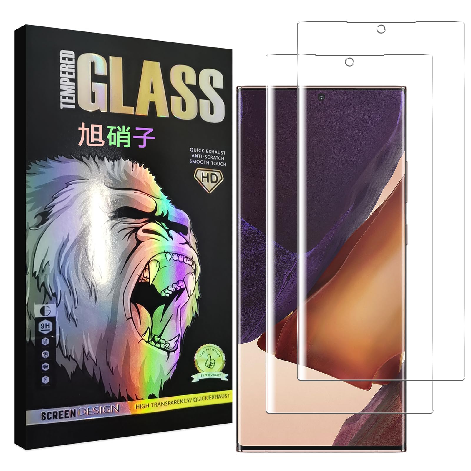 Galaxy Note20 Ultra ガラスフィルム 黒縁 【2枚セット-AGC旭硝子】 galaxy note20 ultra フィルム SCG06 SC-53A 液晶 保護フィルム ギャラクシー ノート20 ウルトラ 強化ガラス ケース 【 日本旭硝子素材採用 硬度9H 耐衝撃 飛散防止 超薄 厚さ0.26mm 気泡ゼロ 3D Touch対応 高感度 撥油性 指紋防止 超耐久 ラウンドエッジ加工 】 TZ-GN20UTM2