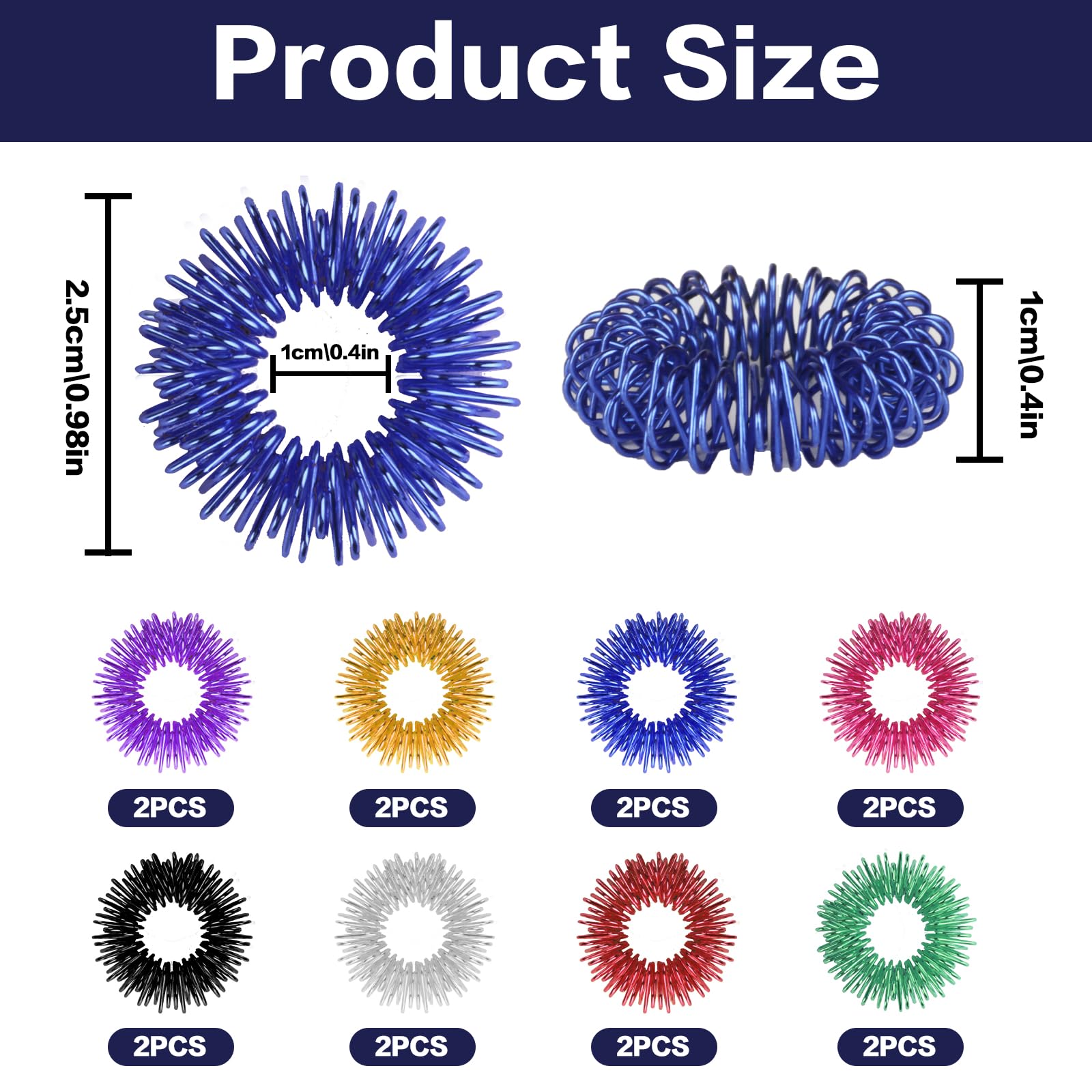 Barlone, 7 anelli regolabili, anti-stress, 2 bracciali per