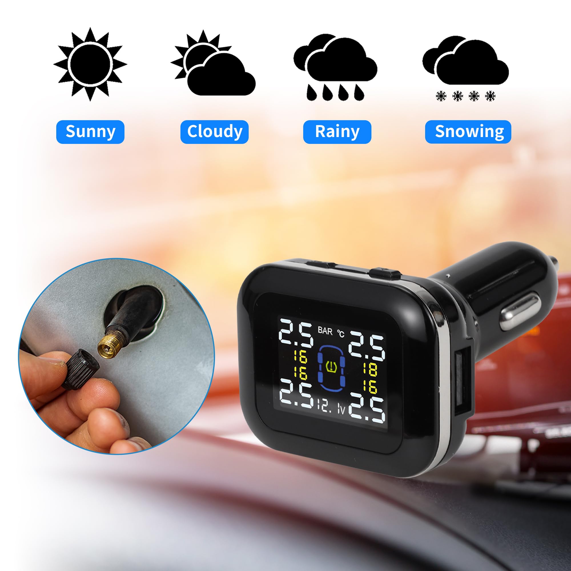 A ABSOPRO Kit Monitoraggio Pressione Pneumatici 1 Pezzo 433MHz Universale