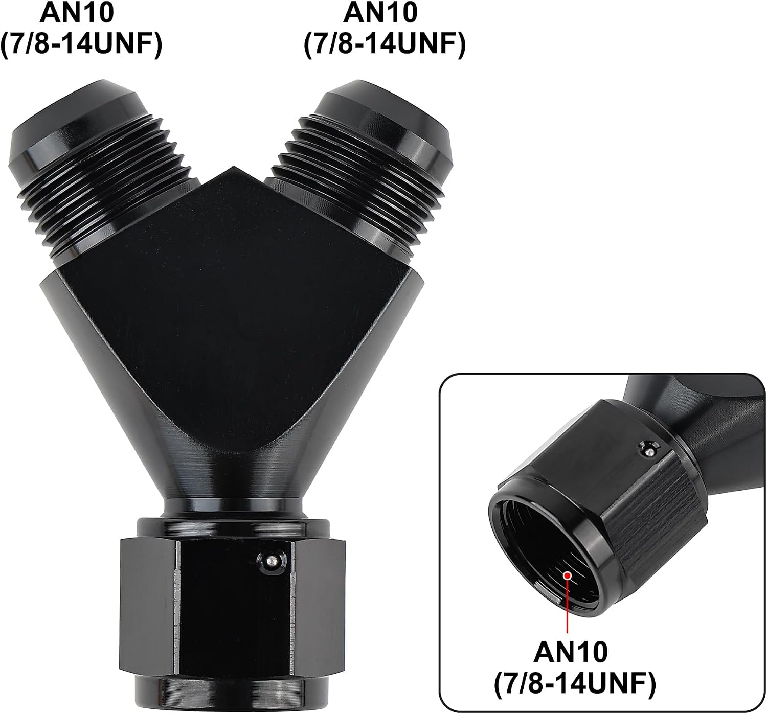 EVIL ENERGY 10AN Female to 10AN 10AN Male Flare Fitting, Y Block Union Splitter Swivel Adapter Fitting Aluminum Black