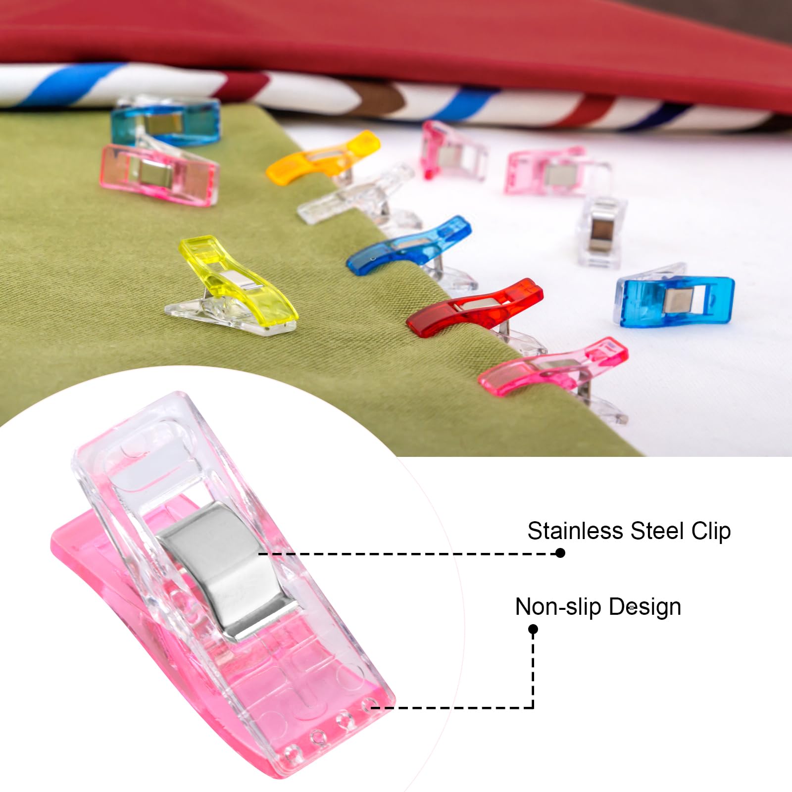 Clip da Cucito Multiuso 60 Pezzi Mollette per Stoffa 100 Spilli a Testa Farfalla per Marcatura Sarta Patchwork (27 x 10 MM)