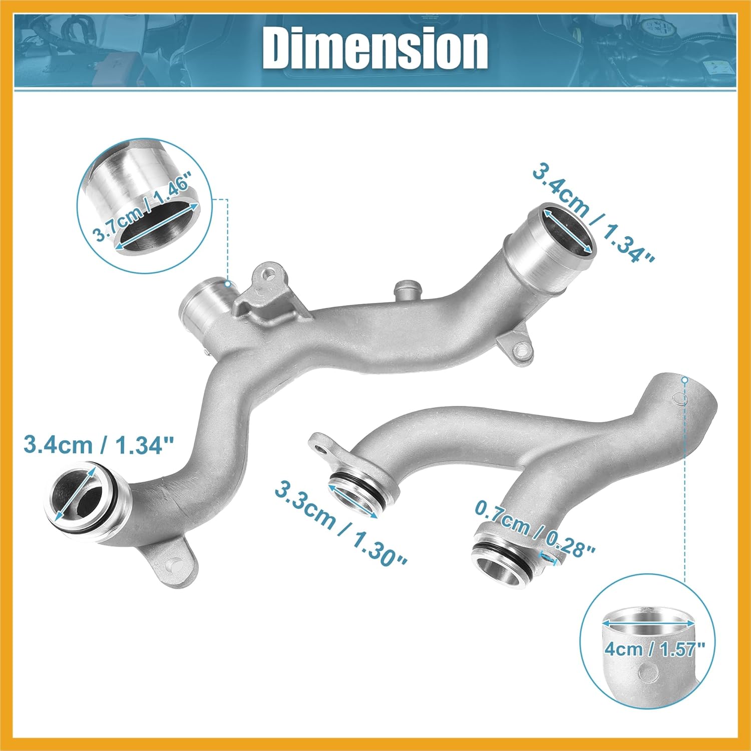 1 Set Aluminum Thermostat Top Crossover Hose Coolant Pipe Water Outlet for Land Rover for Range Rover for Jaguar XJ XF XE LR092992 LR090630 AJ813917 AJ813865 Replacement