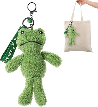 Frog Plush Keychain Cute Animal Plush Keychain Kawaii Keychains Gift for Backpacks Car Key Bag Wallet Purse Decor