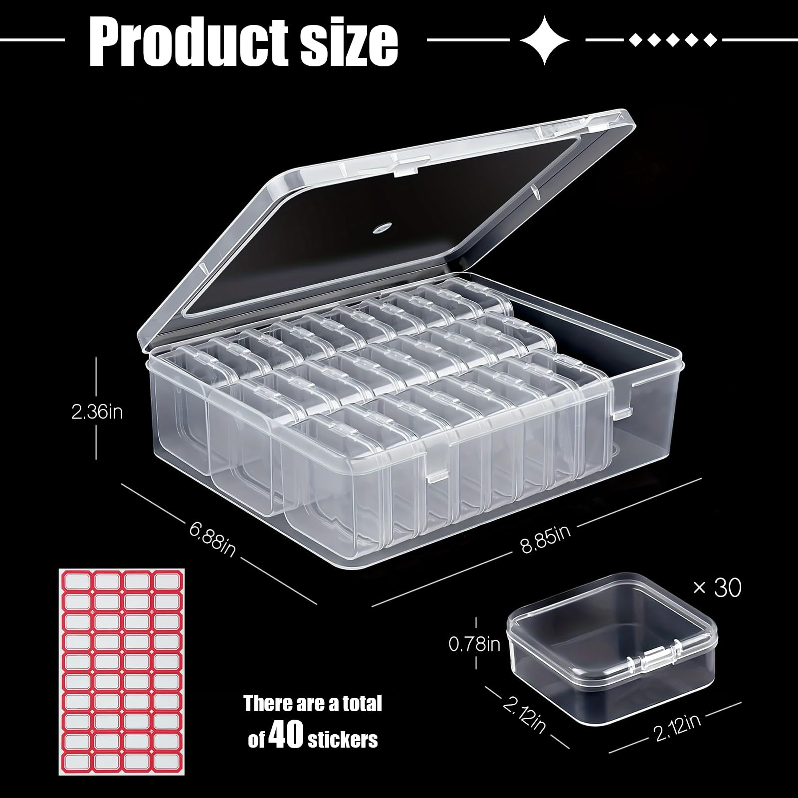 YOIYINI 31Pcs Mini Bead Containers?Clear Diamond Art Storage Case? Plastic Craft Supply Case for Organizing?Rectangle Containers for DIY Bead Craft?Jewelry?Small Part