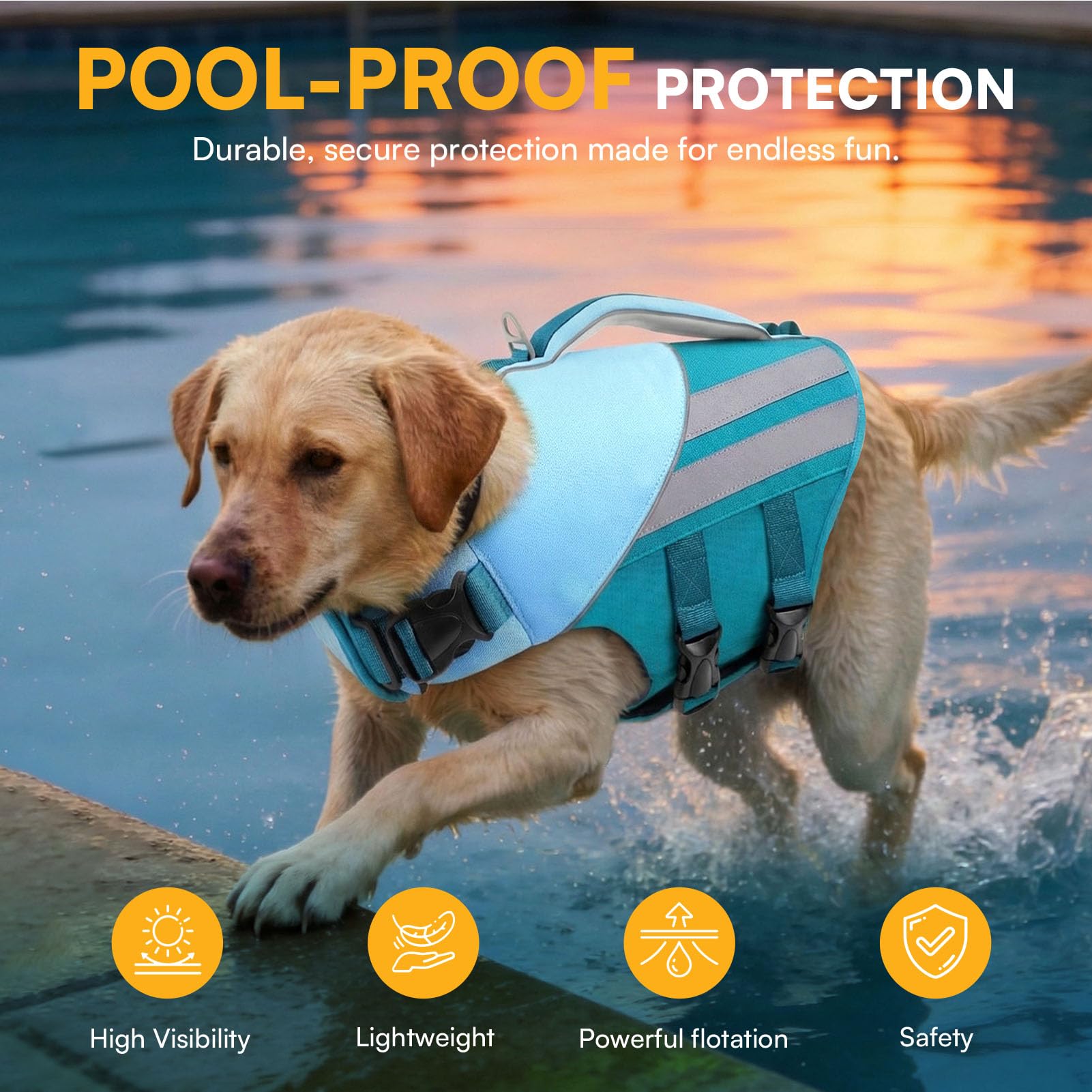 Queenmore Chaleco Salvavidas Perro Pequeño Ajustable & Reflectante Flotador Perro con Asa De Rescate Chaleco Perros Agua para Dachshund (Teckel), Cockapoo, Caniche Toy, Cachorros, Teal, S