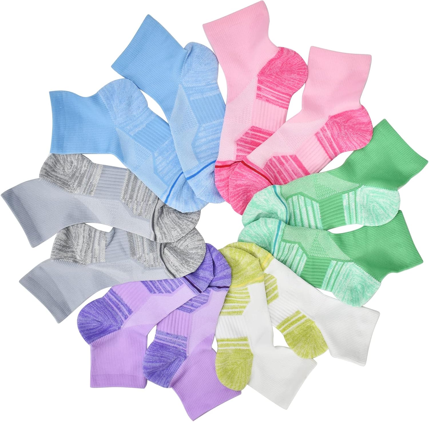 J.WMEET Women's Athletic Ankle Socks Quarter Cushioned Running Socks Hiking Performance Sport Cotton Socks 6 Pack - Image 6