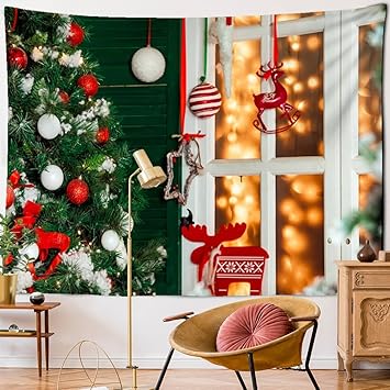 Amazon Co Jp 壁に掛かっているクリスマスイラストタペストリーをパーソナライズ新年スタイルのシンプルな家の装飾 W 0 H 150cm ホーム キッチン