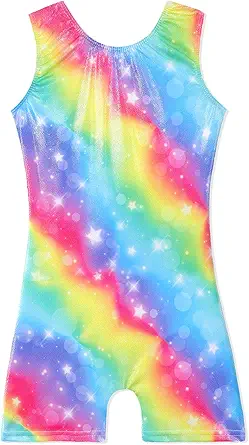 Leotards for Girls Gymnastics Toddler Dance Biketards Mermaid Unicorn Athletic Dance Wear Shiny Rainbow Blue Hotpink