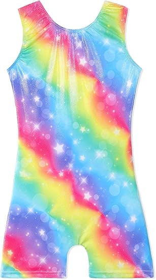 Leotards for Girls Gymnastics Toddler Dance Biketards Mermaid Unicorn Athletic Dance Wear Shiny Rainbow Blue Hotpink