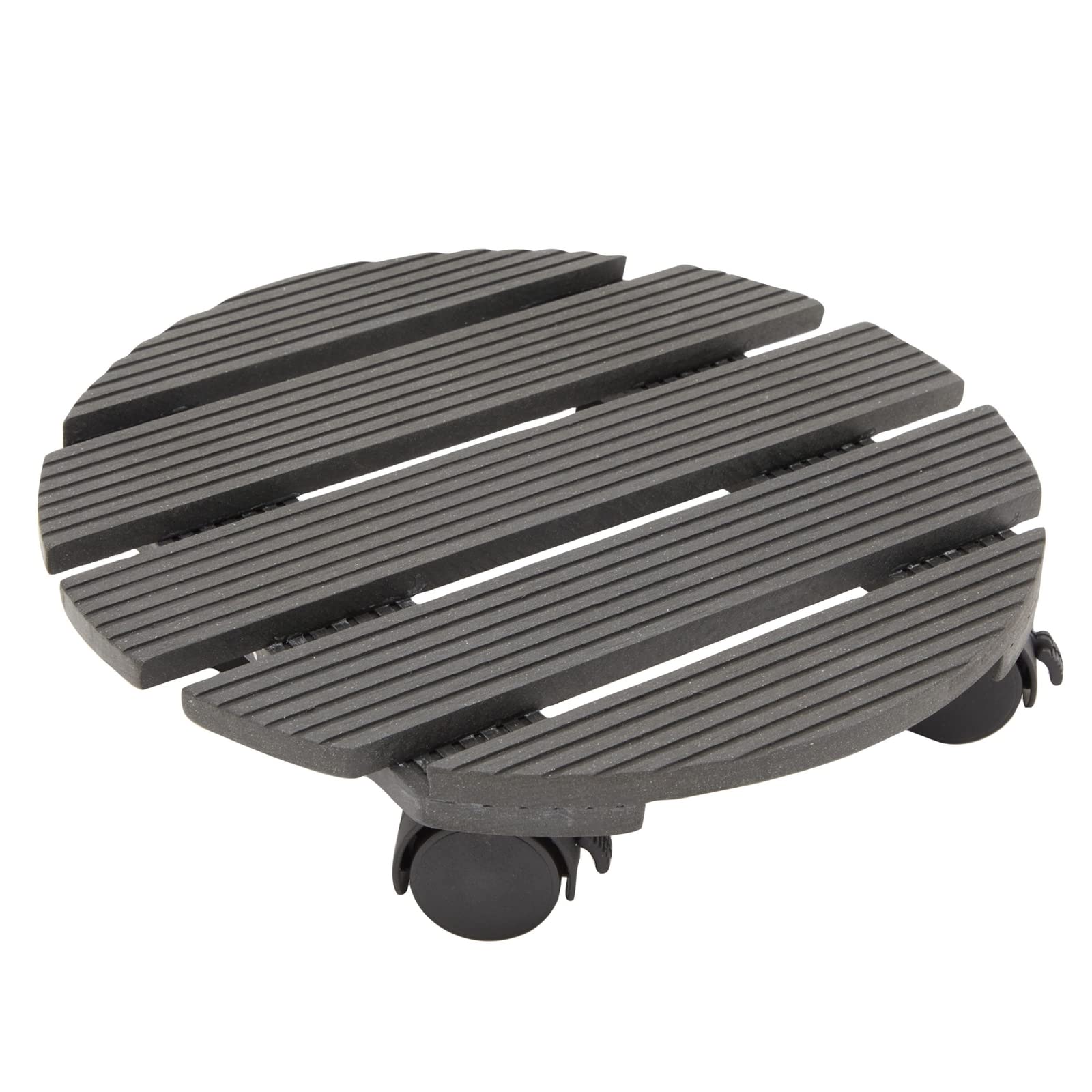 Stockroom Plus Round Heavy-Duty Plant Dolly with Lockable, 360-Degree Wheels for Indoor/Outdoor, Holds 12-Inch Pots up to 80 lbs (Charcoal)