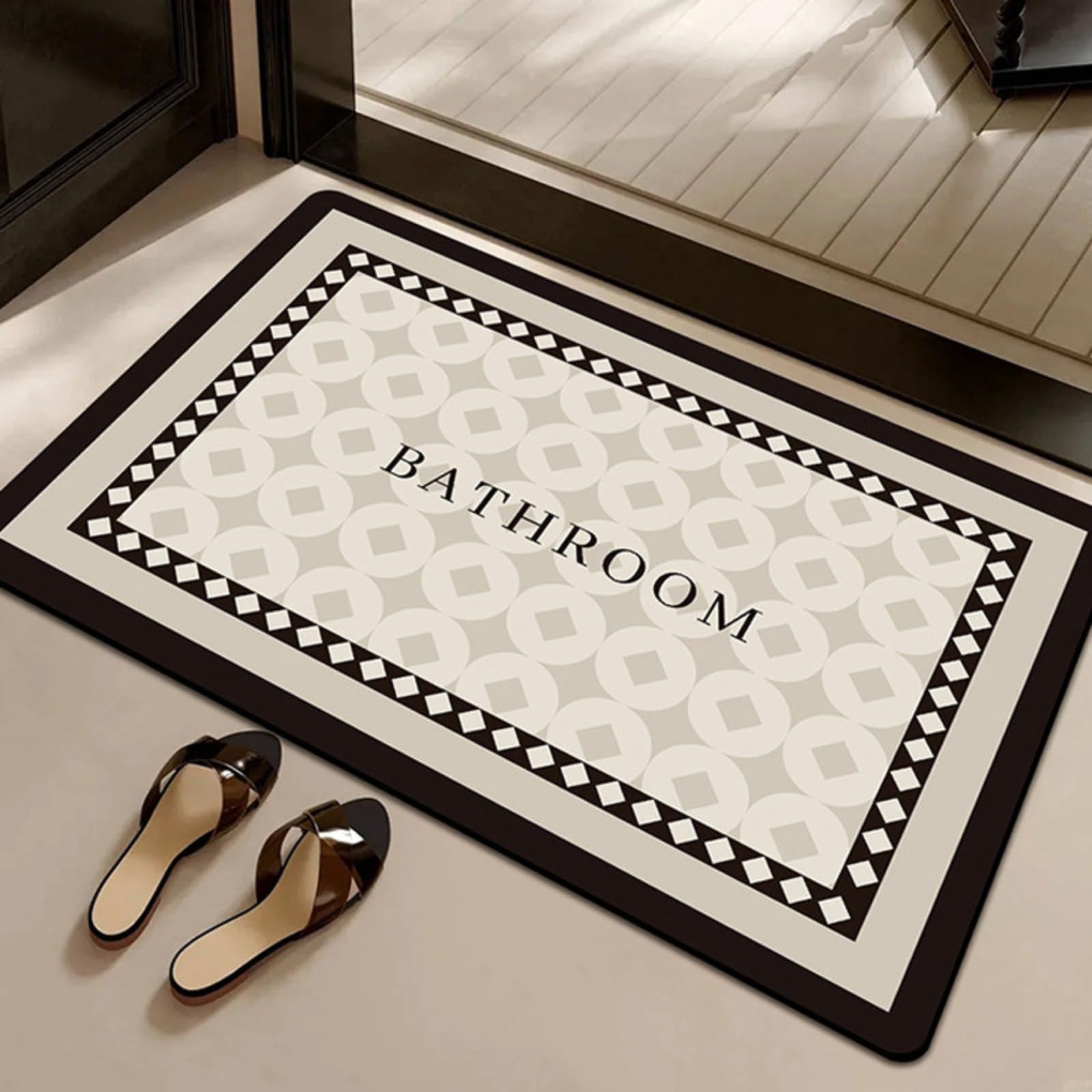 Tapis de bain ultra fin absorbant grand format 80x120 pour sol de douche