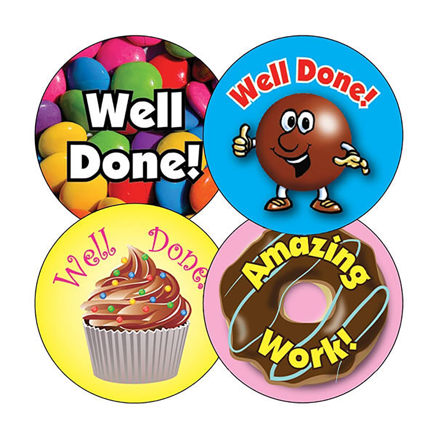100 Scented Chocolate Mixed Great Well Done Amazing Work Sweets Motivational School Praise Teachers Reward Stickers 32mm Primary Teaching Services
