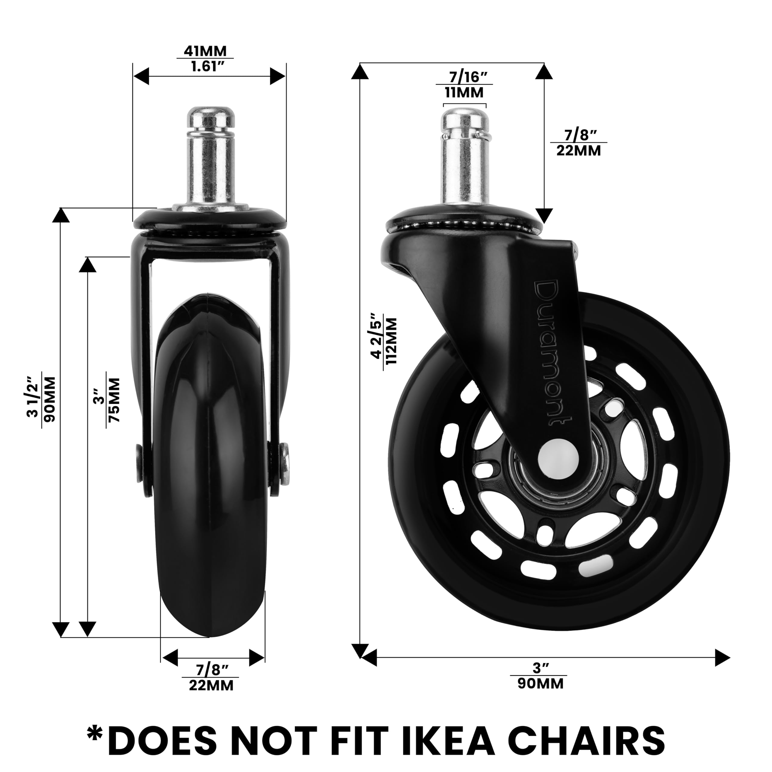 Ruedas para silla de oficina (paquete de 5) – Ruedas para silla de oficina, reemplazo de ruedas de silla de escritorio, ruedas de hoja de rodillo, sillas de oficina, ruedas de repuesto para silla de