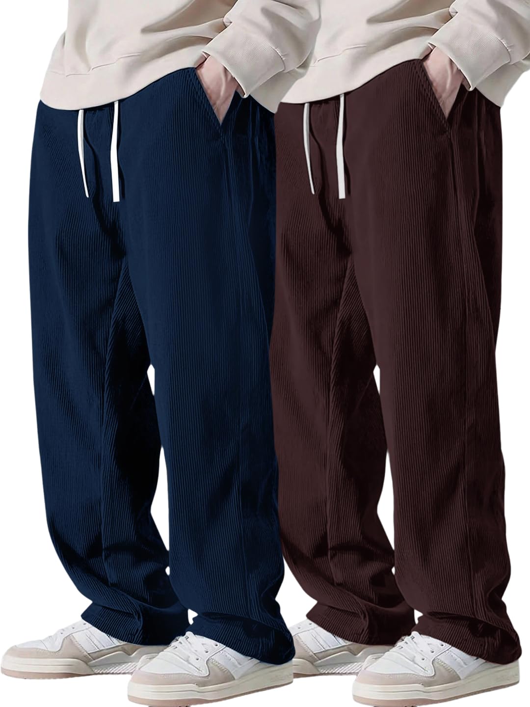 pinkmint Men’s Poly-Lycra Loose Fit Trousers, Korean-Style Casual Pants with Side Pockets, Comfortable Travel (Available in Plus Sizes)-picture-53