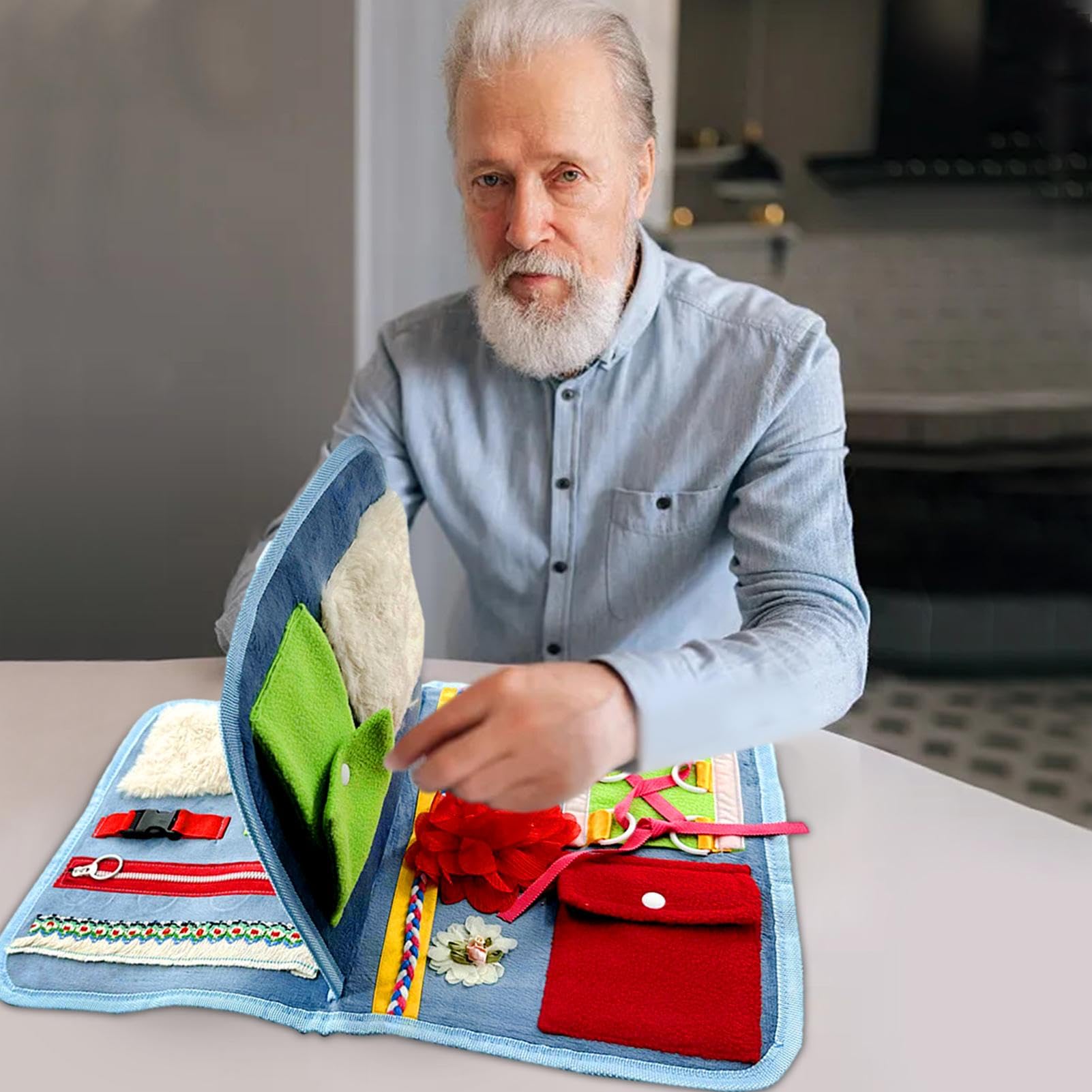 Mantas sensoriales para adultos,Manta de demencia - Almohadilla de actividad autista reconfortante | Socialización mejorada, productos de Alzheimer para demencia, manta inquietante para adultos con