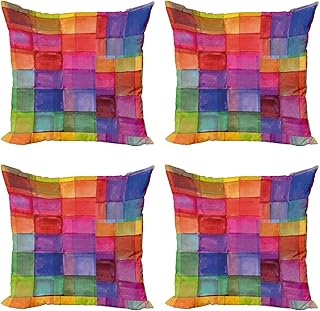 Ambesonne Abstract Throw Pillow Cushion Case Pack of 4, Rainbow Colored ...