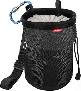 MoKo Rock Climbing Chalk Bag with Adjustable Belt, Carabiner & Drawstring - Durable Bouldering Bucket for Gym & Outdoor