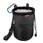 MoKo Chalk Bag, Drawstring Rock Climbing Bag Bouldering Chalk Pot Bucket with Adjustable Belt & Zippered Pockets and Carabiner for Rock Climbing Weight Lifting Gymnastics Crossfit - Black