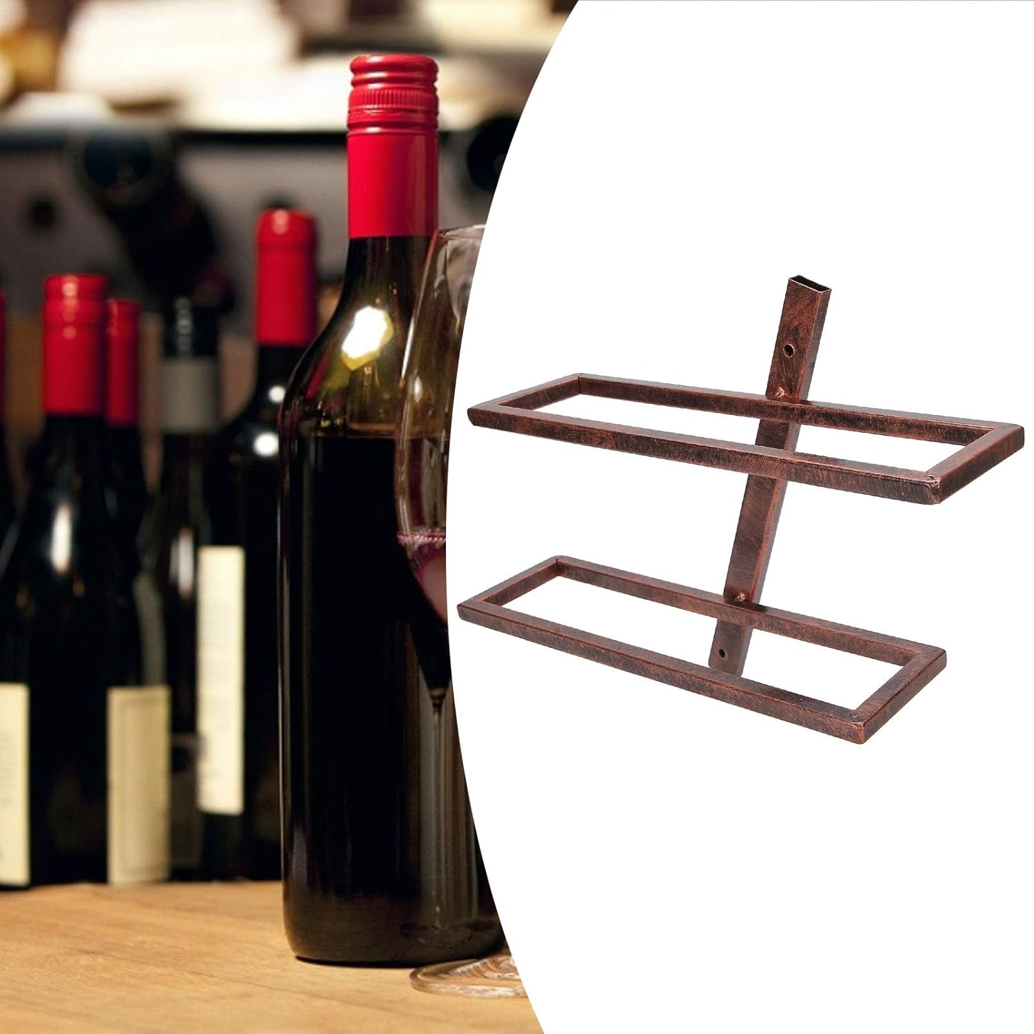 ワインボトルホルダー ワイン棚 壁に取り付けられたワインディスプレイホルダーダイニングルームバー用の素朴な吊り下げ Inclined Wine Rack 2 Bottles Of Bronze ランキング総合1位