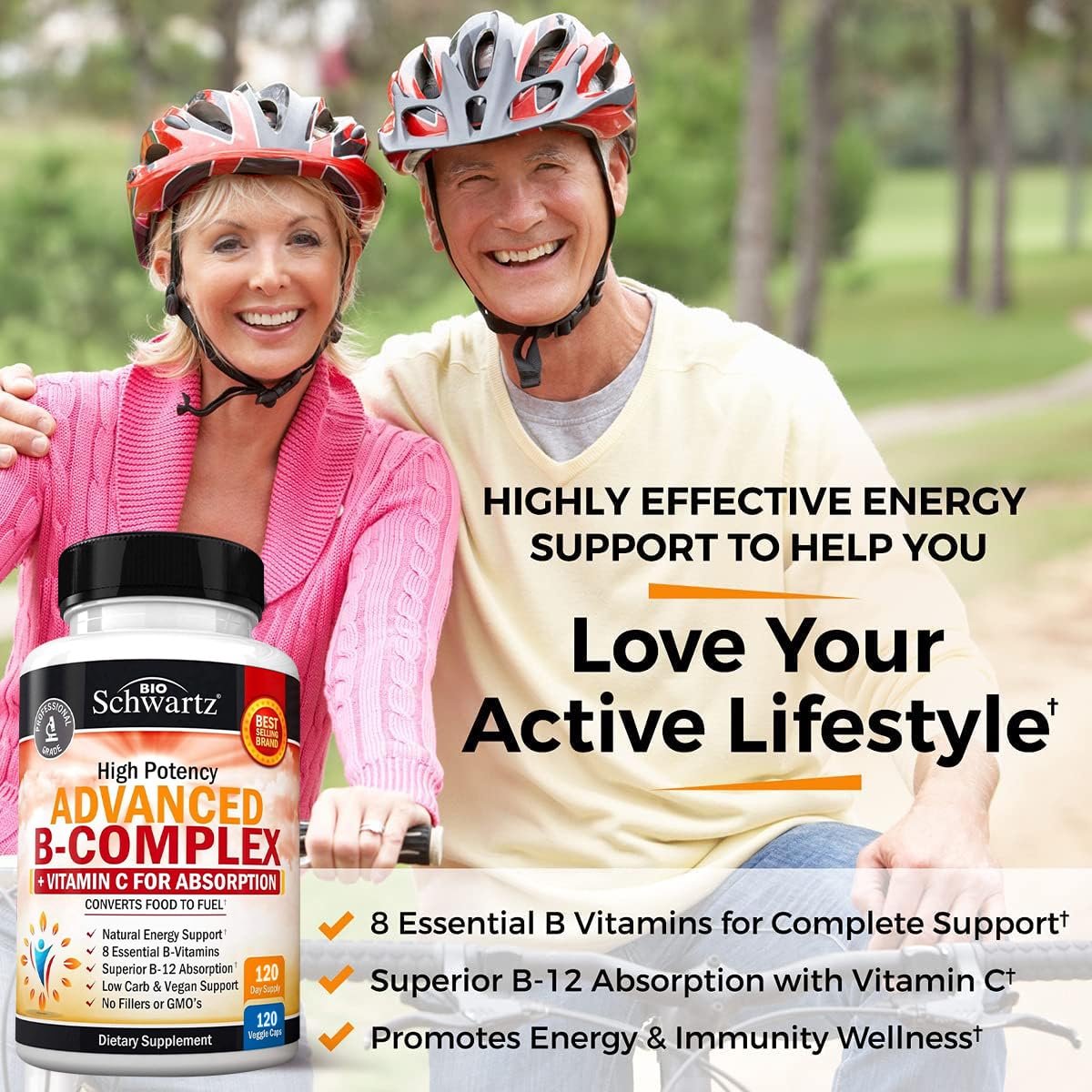 Vitamin B Complex with Vitamin C for Maximum Absorption, 120 Capsules — Amazon image 2