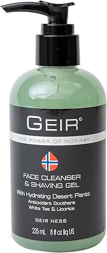Geir Ness Gel limpiador y afeitado facial para hombres – Contiene algas árticas y minerales – Lavado facial hidratante de limpieza profunda