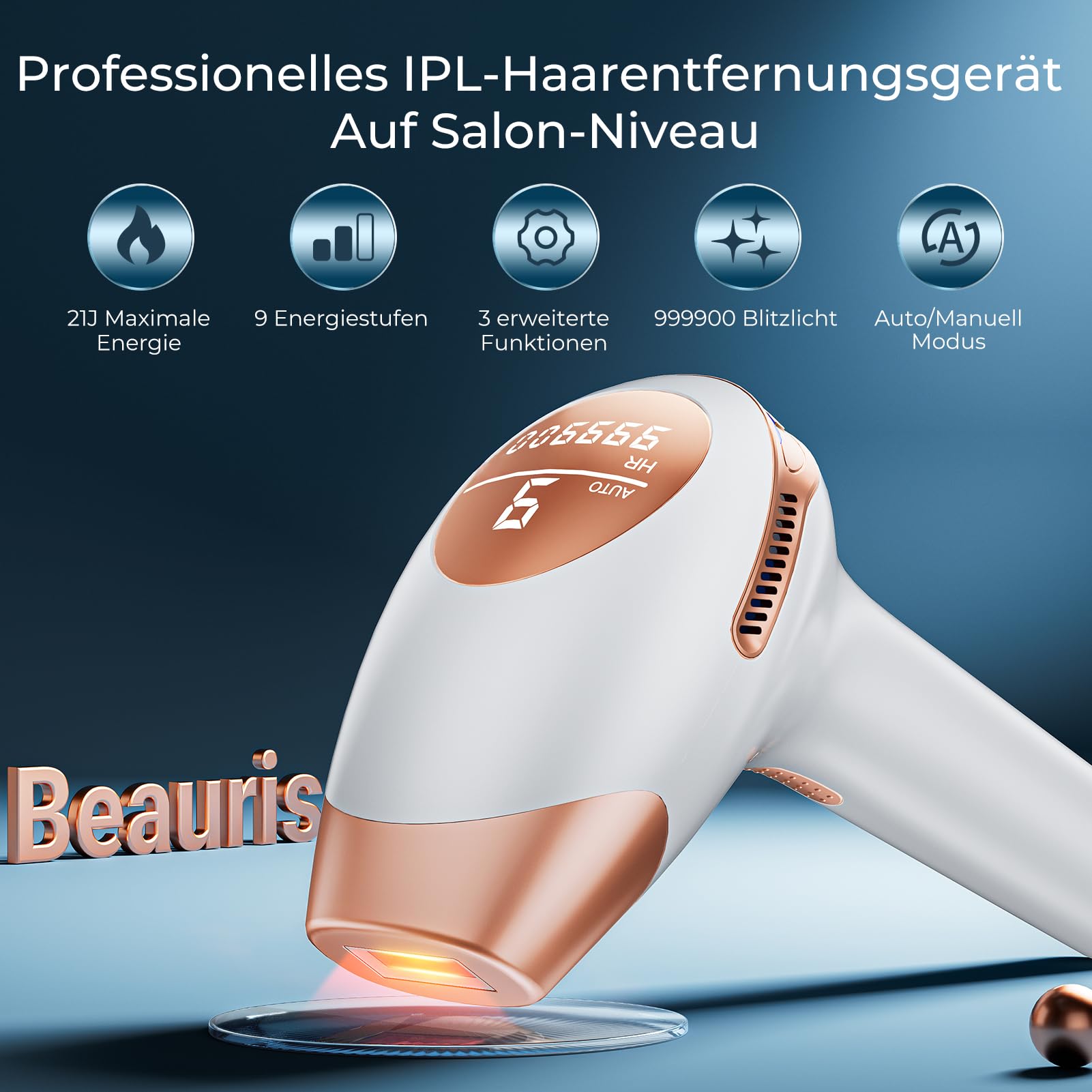 Max 21J Epilatore Luce Pulsata, 9 Livelli di Energia, 600 NM Laser Epilatore a luce pulsata, IPL Luce Pulsata 999,900, Epilatore Laser per Donna,Uomo,Viso,Bikini,Corpo