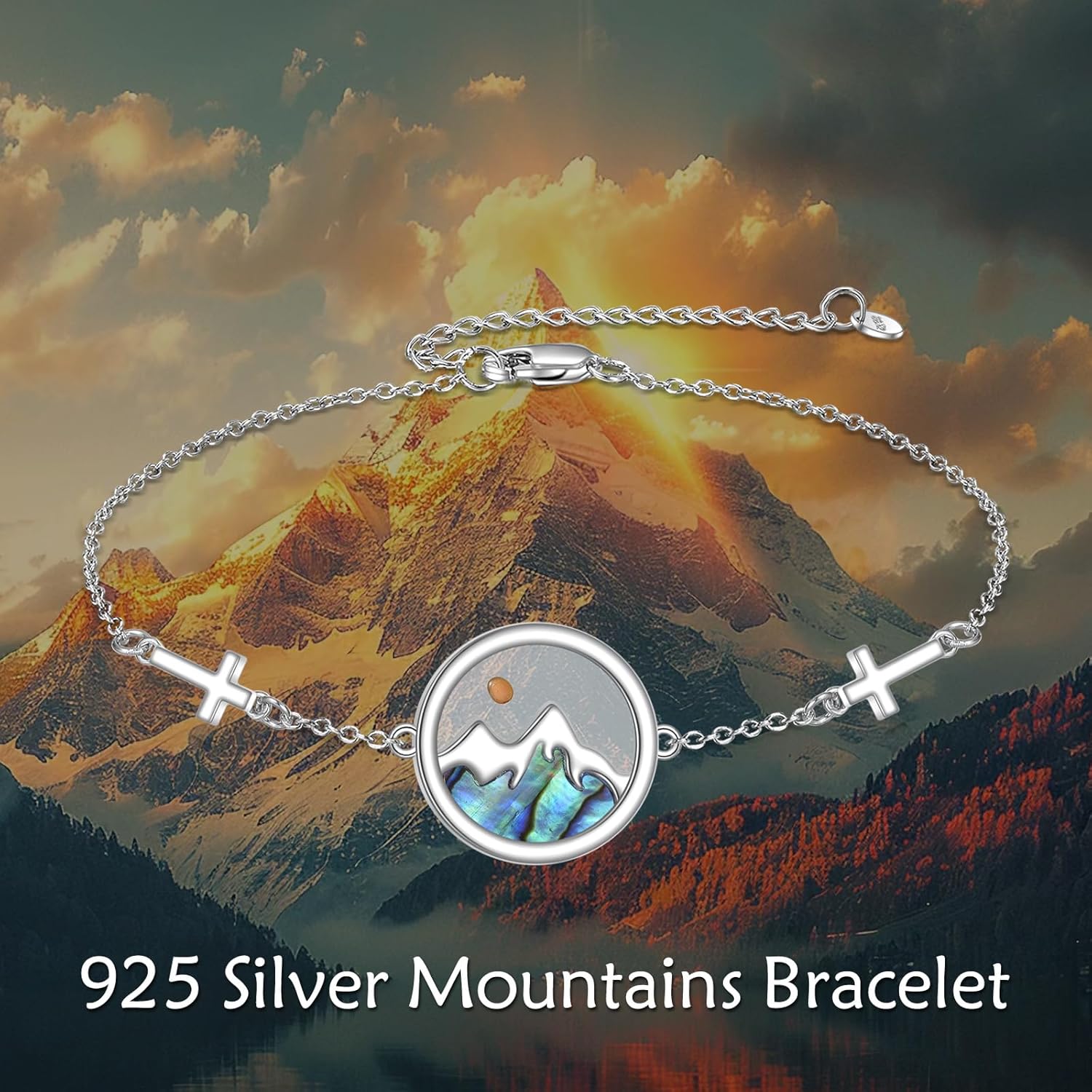 Mustard Seed Bracelet 925 Sterling Silver Mountain Cross Bracelet Christian Faith Jewelry Religious Gifts for Women