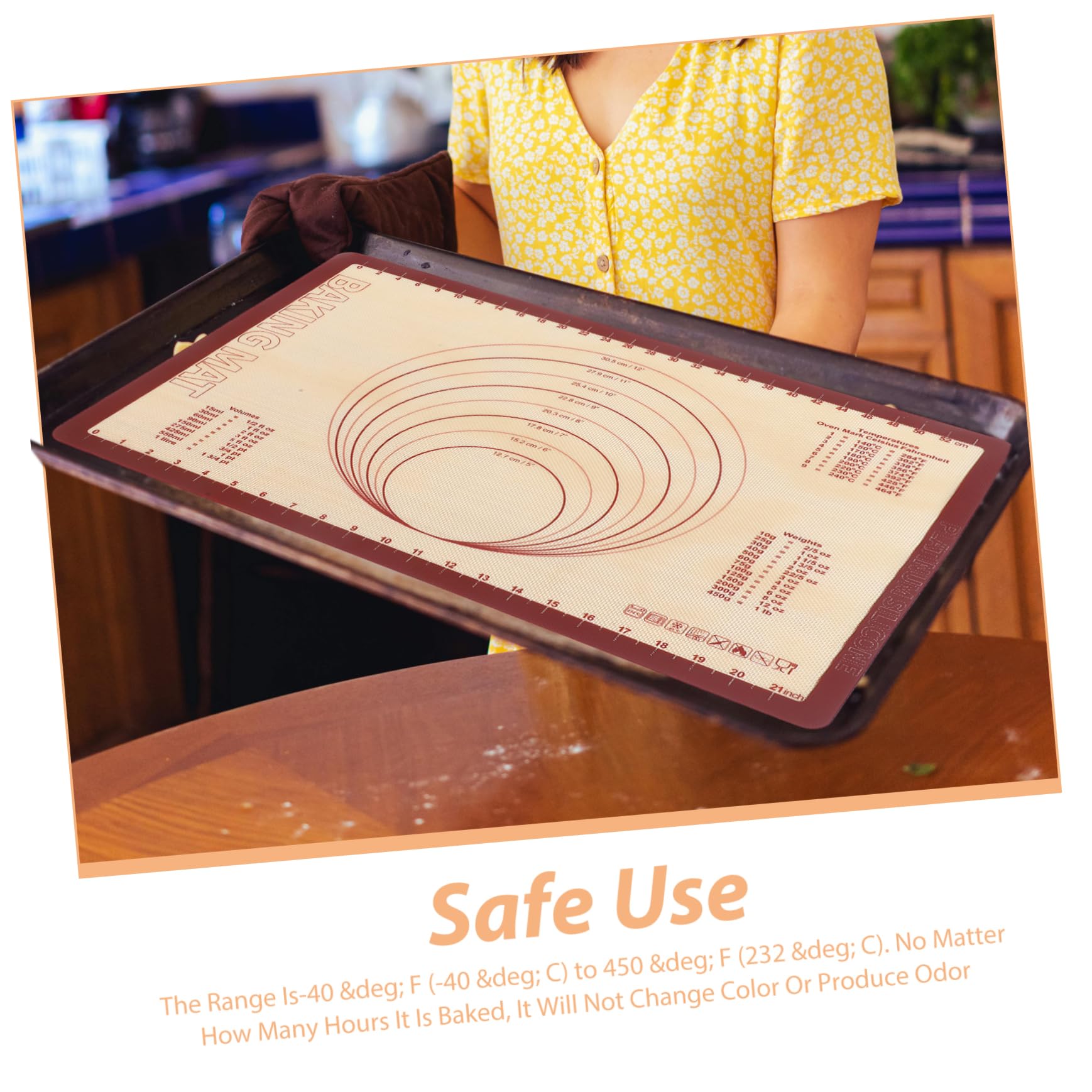 Tapis de Pâtisserie en Silicone Rectangulaire Réutilisable, Antidérapant