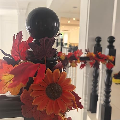 Miniatura 6 de Guirnalda artificial de otoño con hojas de arce, calabazas y bayas, guirnalda de otoño naranja de 7 pies para Acción de Gracias, chimenea de