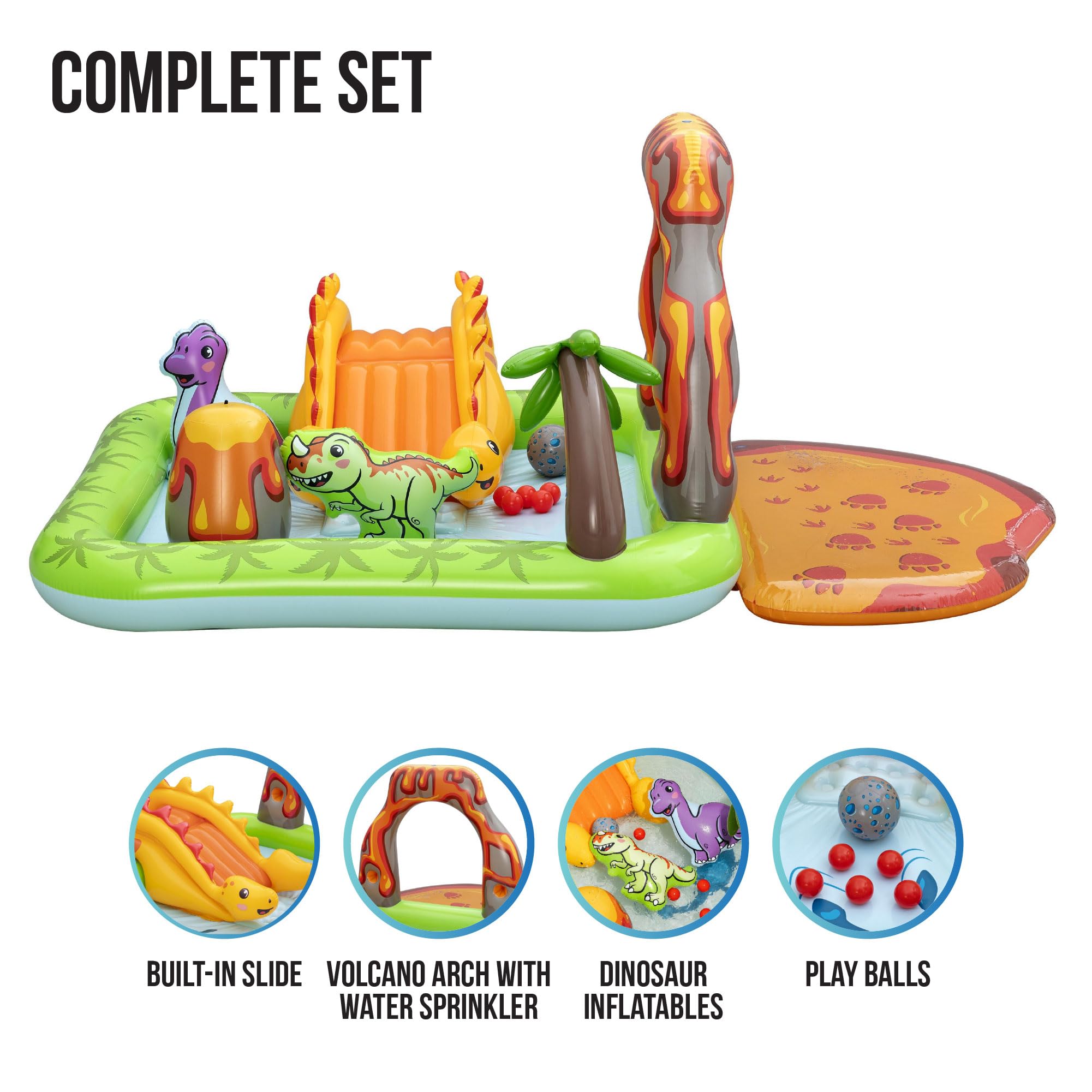 Bestway Parque Infantil acuático y Piscina Infantil Inflable Volcano Springs para niños 2,62 m x 1,88 m x 1,02 m