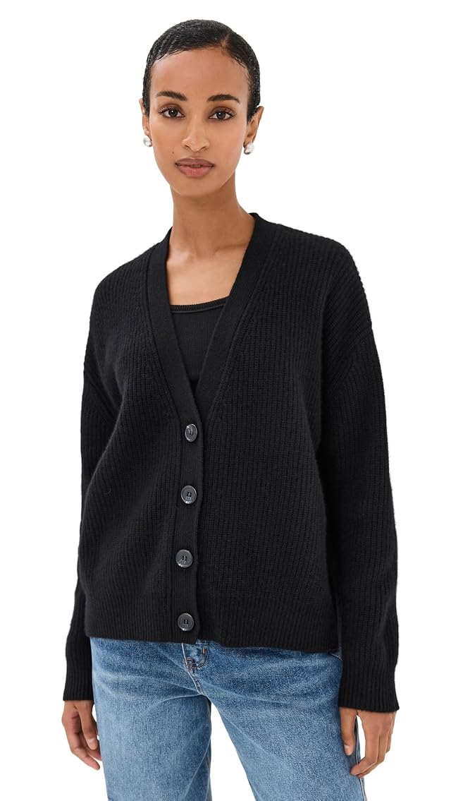 Jenni Kayne Womens Cropped Cashmere Cocoon Cardigan Black S