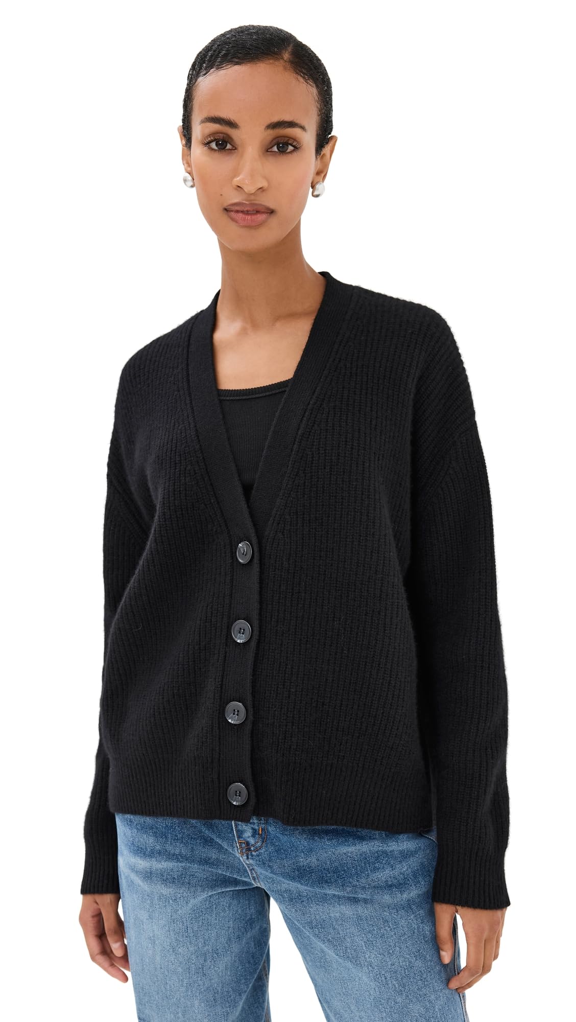 Jenni Kayne Womens Cropped Cashmere Cocoon Cardigan Black S